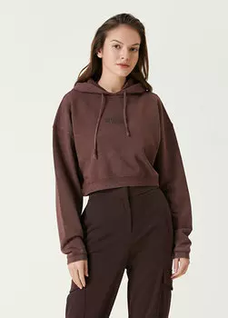 Коричневый бордовый свитшот с капюшоном и логотипом Les Benjamins