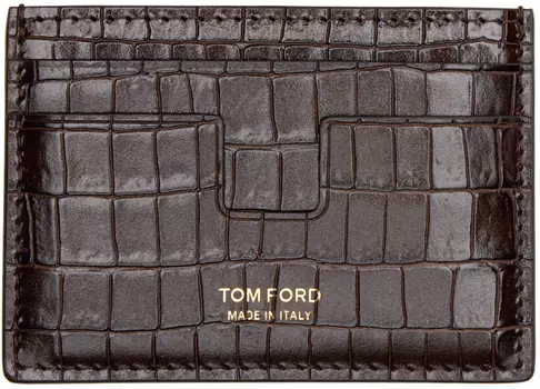 Коричневый держатель для карт с зажимом для денег TOM FORD