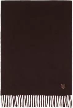 Коричневый дерзкий шарф с изображением головы лисы Maison Kitsune