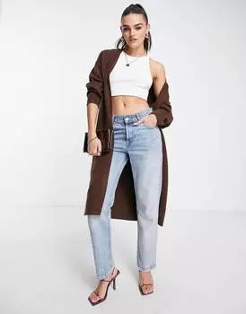 Коричневый длинный кардиган ASOS DESIGN