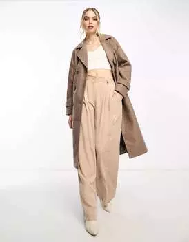 Коричневый двубортный деловой тренч Vero Moda
