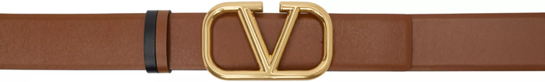 Коричневый двусторонний ремень с логотипом VLogo Valentino Garavani