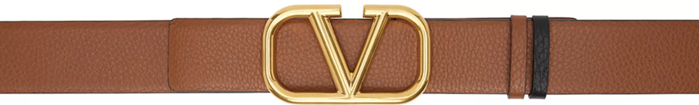 Коричневый двусторонний ремень с логотипом VLogo Valentino Garavani