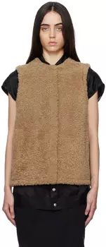 Коричневый двусторонний жилет из овчины с заклепками Yves Salomon