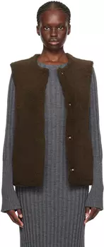 Коричневый двусторонний жилет из овчины Yves Salomon