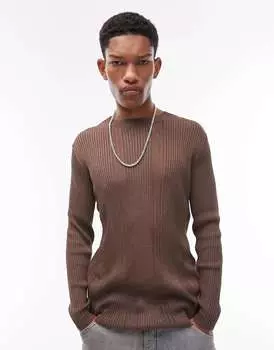 Коричневый джемпер из светоотражающей пряжи Topman party