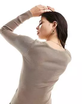 Коричневый джемпер с вырезом в форме сердца Pimkie