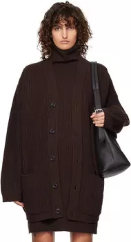 Коричневый фетровый кардиган LEMAIRE