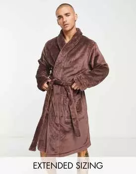 Коричневый флисовый халат ASOS