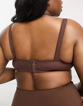 Коричневый формованный бюстгальтер без бретелек из микрофибры ASOS DESIGN Curve