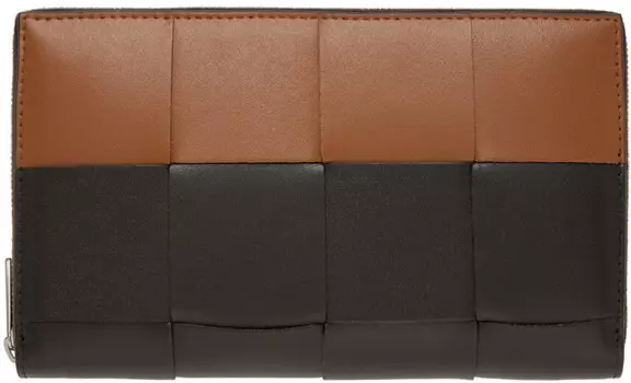 Коричневый и бежевый кассетный кошелек на молнии Bottega Veneta