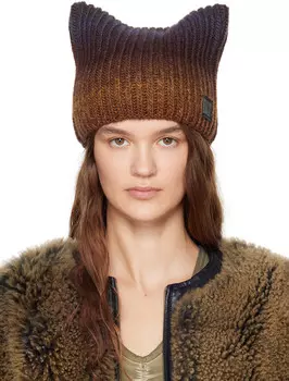 Коричневый и фиолетовый драгоценный квадратный бини KNWLS