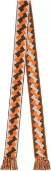 Коричневый и оранжевый жаккардовый шарф Valentino Garavani