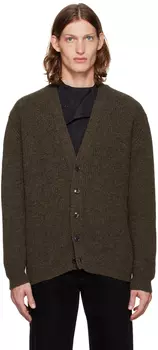 Коричневый кардиган из шетландской шерсти LEMAIRE