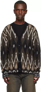 Коричневый кардиган с ромбами AMIRI