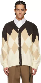 Коричневый кардиган с ромбами sacai