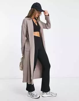 Коричневый кардиган в рубчик в рубчик River Island