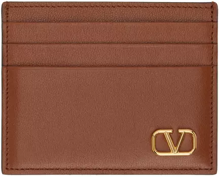 Коричневый картхолдер с логотипом VLogo Signature Valentino Garavani