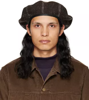 Коричневый клетчатый берет NEEDLES