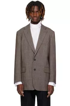 Коричневый клетчатый блейзер Dries Van Noten