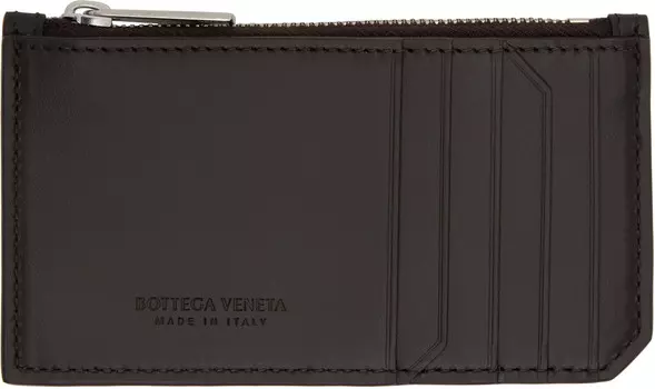 Коричневый кошелек для карт Intrecciato Piccolo на молнии Bottega Veneta