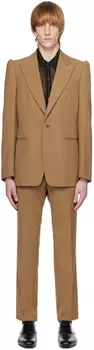 Коричневый костюм с остроконечными лацканами Dries Van Noten