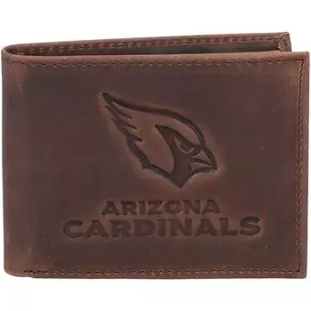 Коричневый кожаный кошелек двойного сложения Arizona Cardinals