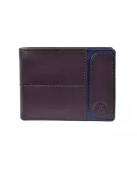 Коричневый кожаный мужской кошелек с синими деталями Miguel Bellido, мультиколор