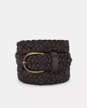 Коричневый кожаный плетеный ремень Latouche, коричневый