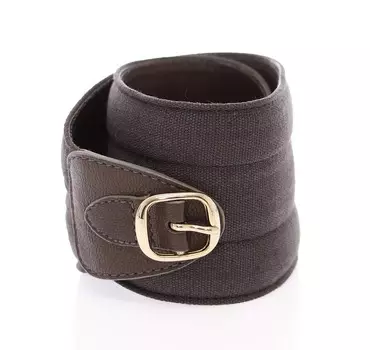 Коричневый кожаный ремень D&G с логотипом из льна Dolce & Gabbana