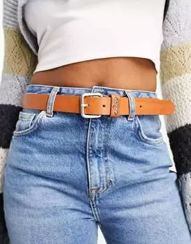 Коричневый кожаный ремень Levi's Calypso с логотипом