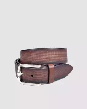 Коричневый кожаный ремень с гравировкой Olimpo, коричневый