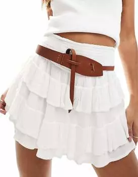 Коричневый кожаный ремень с завязками Free People