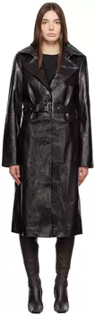 Коричневый кожаный тренч с поясом Helmut Lang