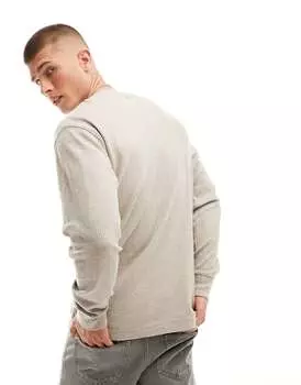 Коричневый меланжевый термопринтер с длинными рукавами и логотипом Abercrombie & Fitch