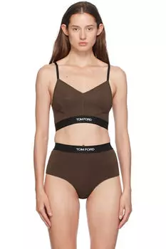 Коричневый модальный фирменный бюстгальтер-бралетт TOM FORD