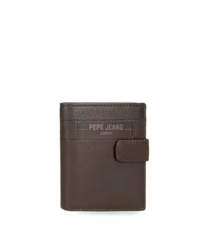 Коричневый мужской кошелек Checkbox с застежкой-кнопкой Pepe Jeans, коричневый
