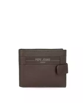 Коричневый мужской кошелек Checkbox с застежкой-кнопкой Pepe Jeans, коричневый