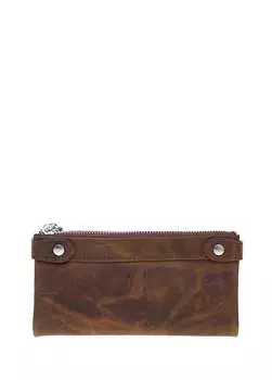 Коричневый мужской кожаный кошелек CAR 4 на двойной молнии CRAZY Carrera, коричневый