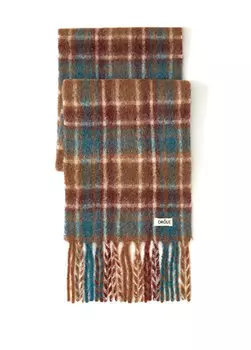 Коричневый мужской шарф в шотландскую клетку Drole De Monsieur