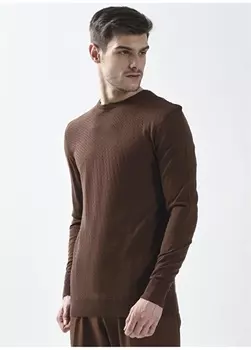 Коричневый мужской свитер с круглым вырезом Network