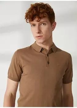 Коричневый мужской свитер Slim Fit с воротником поло Fred Mello