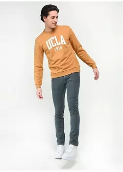 Коричневый мужской свитшот с круглым вырезом Ucla