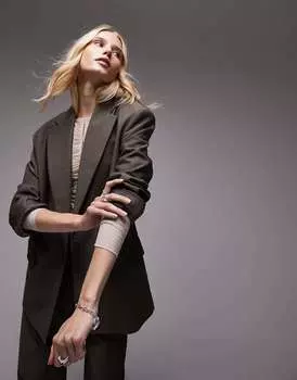 Коричневый однобортный пиджак оверсайз в тоническом стиле Topshop Coord