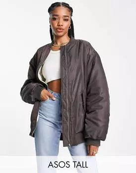 Коричневый оверсайз-бомбер ASOS DESIGN Tall