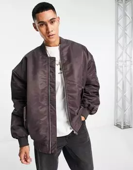 Коричневый оверсайз-бомбер с карманами MA1 ASOS