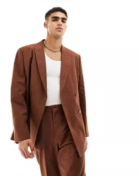 Коричневый оверсайз-пиджак приталенной текстуры ASOS DESIGN
