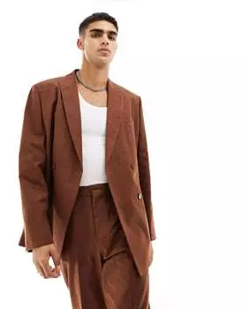 Коричневый оверсайз-пиджак с пышной текстурой ASOS