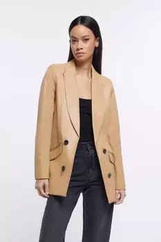 Коричневый пиджак от края до края River Island, коричневый