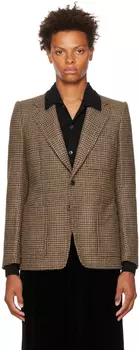 Коричневый пиджак с узором \гусиные лапки\"" Dries Van Noten